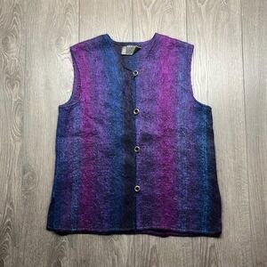 Vintage Mohair Dominique Miranda Tissage Vest 1980s Purple Striped